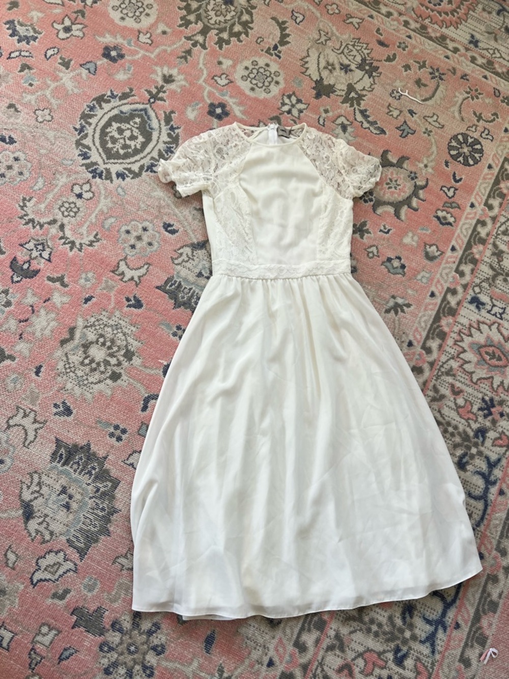 ASOS White Lightweight Crew Top lace short sleeve dress US size 2